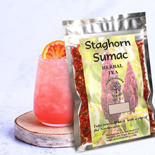 Load image into Gallery viewer, Organic wild harvested Sumac tea staghorn sumac loose tea the original pink lemonade

