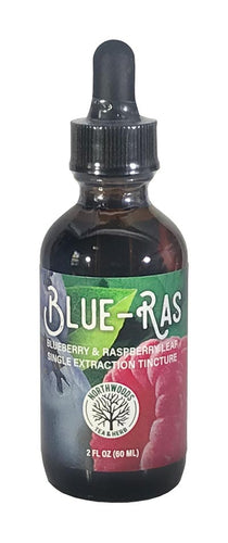 Blue-Ras Tincture with wild harvested blue and raspberry leaf